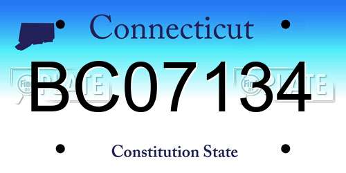 BC07134 Connecticut License Plate