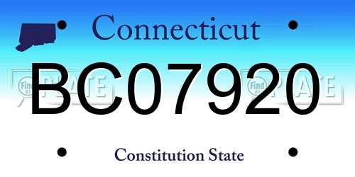 BC07920 Connecticut License Plate