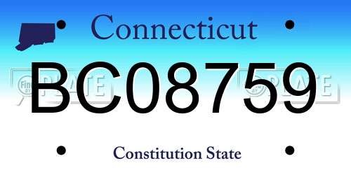 BC08759 Connecticut License Plate
