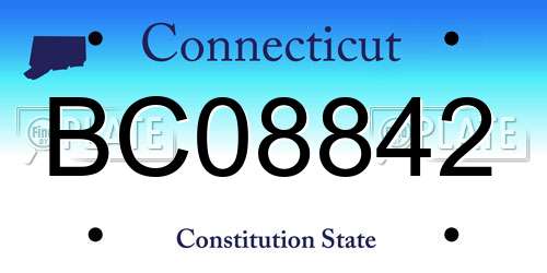 BC08842 Connecticut License Plate