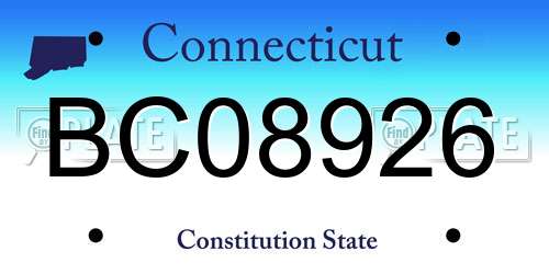 BC08926 Connecticut License Plate
