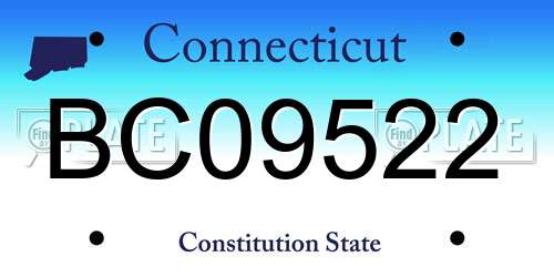 BC09522 Connecticut License Plate