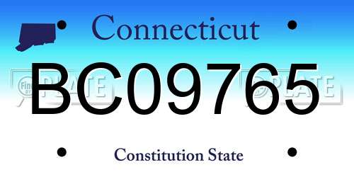 BC09765 Connecticut License Plate