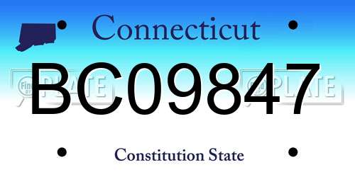 BC09847 Connecticut License Plate