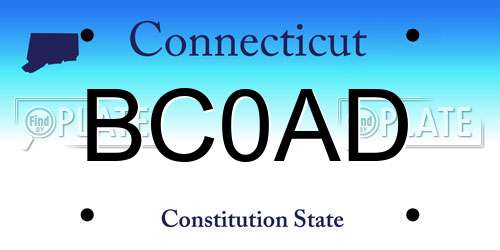 BC0AD Connecticut License Plate