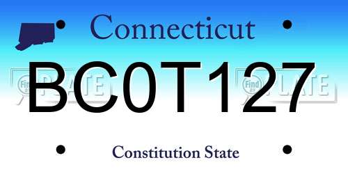 BC0T127 Connecticut License Plate
