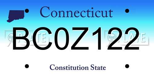 BC0Z122 Connecticut License Plate