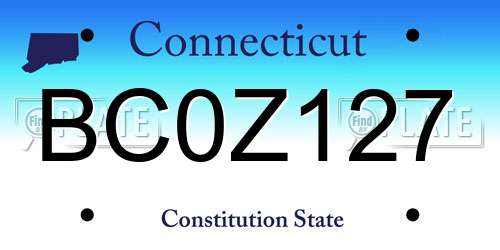 BC0Z127 Connecticut License Plate