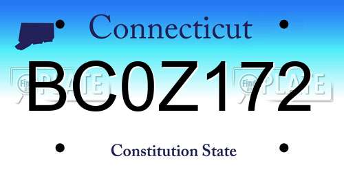 BC0Z172 Connecticut License Plate