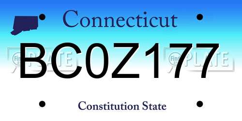 BC0Z177 Connecticut License Plate