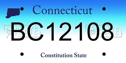 BC12108 Connecticut License Plate