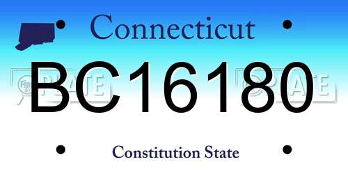 BC16180 Connecticut License Plate