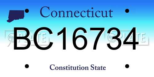 BC16734 Connecticut License Plate