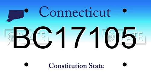 BC17105 Connecticut License Plate