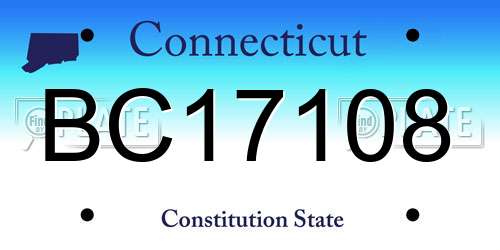BC17108 Connecticut License Plate