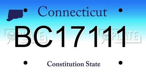 BC17111 Connecticut License Plate
