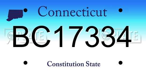 BC17334 Connecticut License Plate