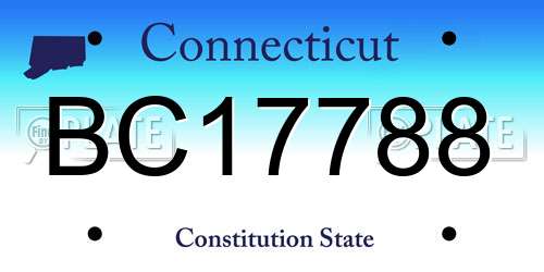 BC17788 Connecticut License Plate