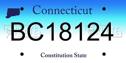 BC18124 Connecticut License Plate