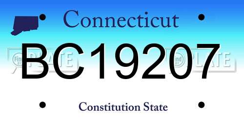 BC19207 Connecticut License Plate