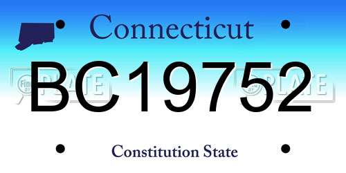 BC19752 Connecticut License Plate