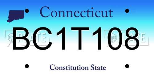 BC1T108 Connecticut License Plate