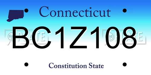 BC1Z108 Connecticut License Plate