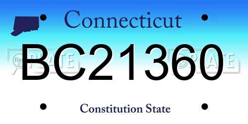 BC21360 Connecticut License Plate
