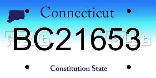 BC21653 Connecticut License Plate
