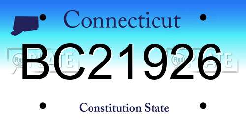 BC21926 Connecticut License Plate