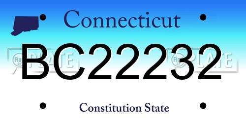 BC22232 Connecticut License Plate