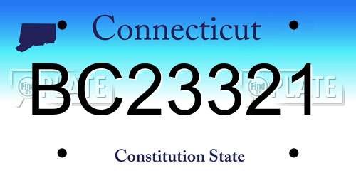 BC23321 Connecticut License Plate
