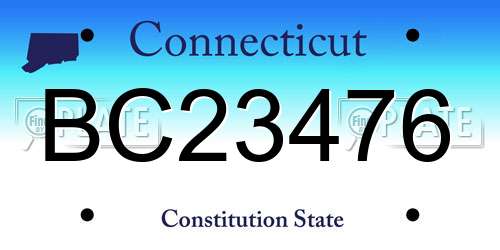 BC23476 Connecticut License Plate