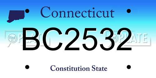 BC2532 Connecticut License Plate