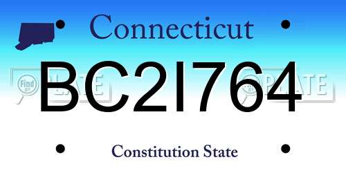 BC2I764 Connecticut License Plate