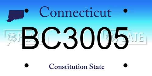 BC3005 Connecticut License Plate