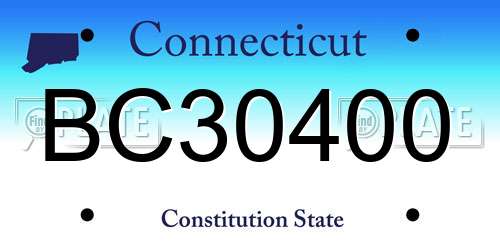 BC30400 Connecticut License Plate