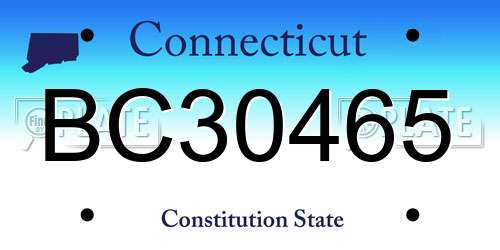 BC30465 Connecticut License Plate