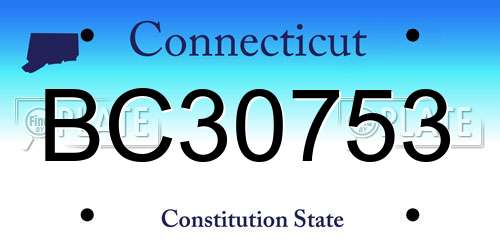 BC30753 Connecticut License Plate
