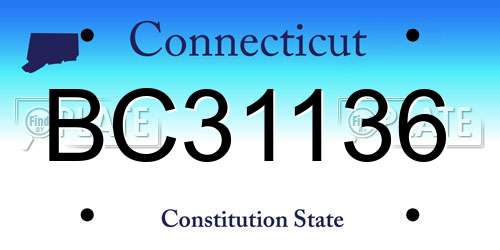 BC31136 Connecticut License Plate