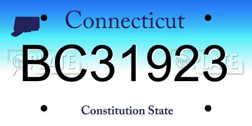 BC31923 Connecticut License Plate