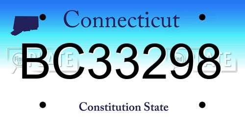 BC33298 Connecticut License Plate