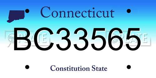 BC33565 Connecticut License Plate