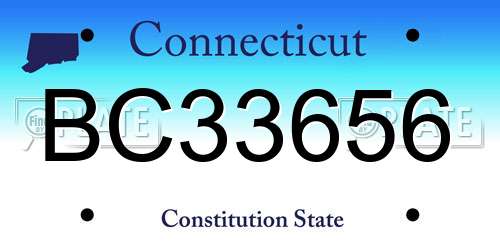 BC33656 Connecticut License Plate