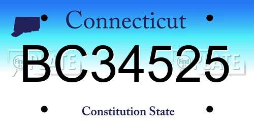 BC34525 Connecticut License Plate