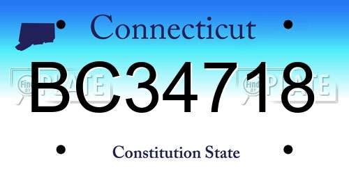 BC34718 Connecticut License Plate