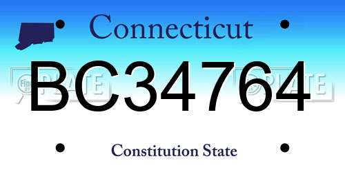 BC34764 Connecticut License Plate