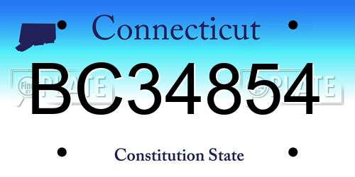 BC34854 Connecticut License Plate