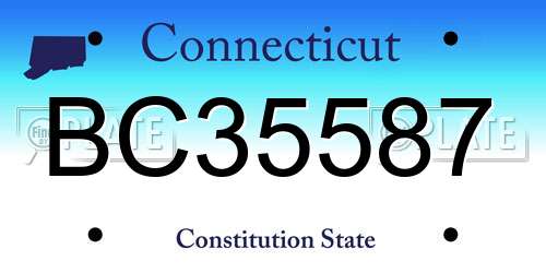 BC35587 Connecticut License Plate