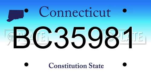 BC35981 Connecticut License Plate